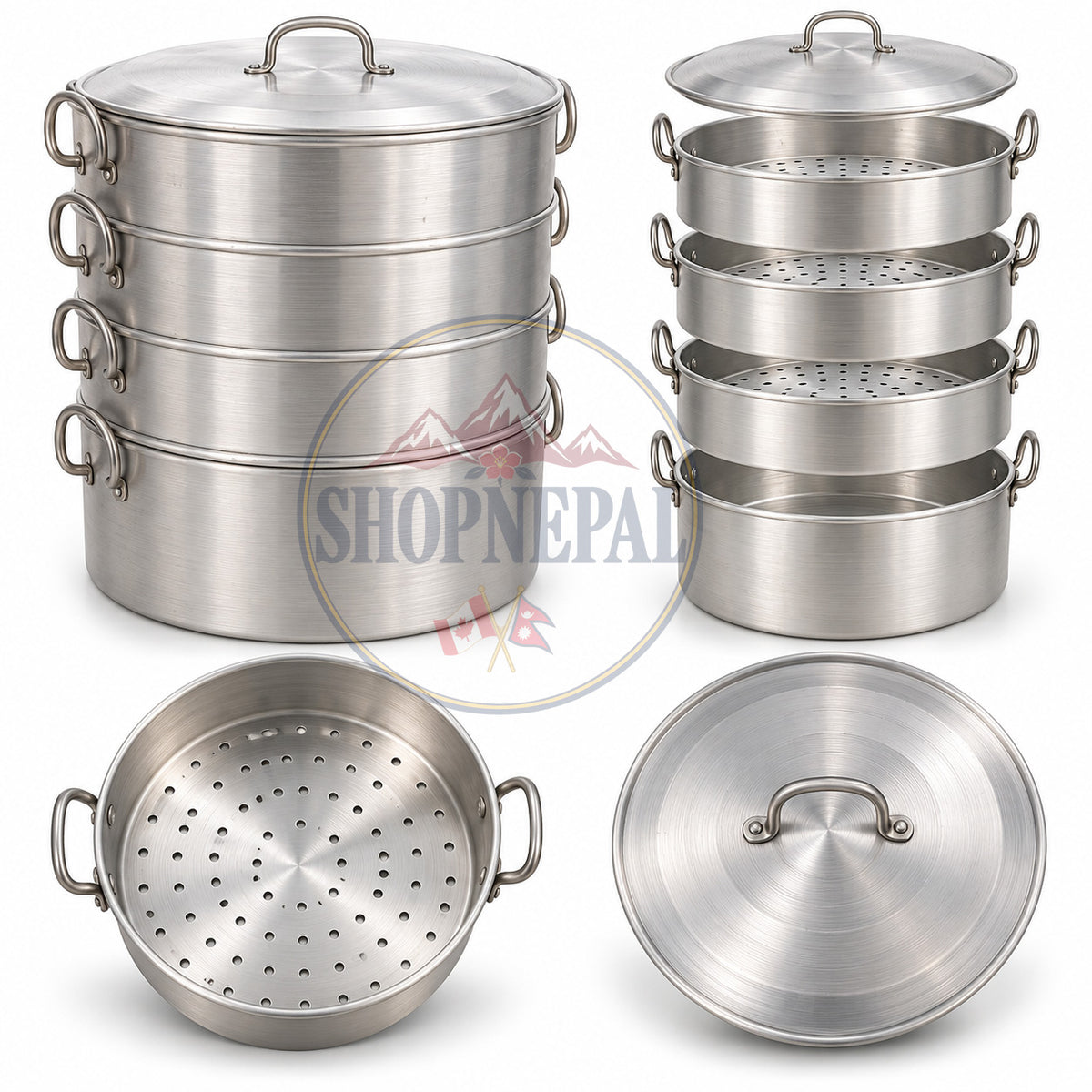 Momo Steamer Pot 20" Heavy Duty-परम्परागत एल्युमिनियम मम स्टिमर