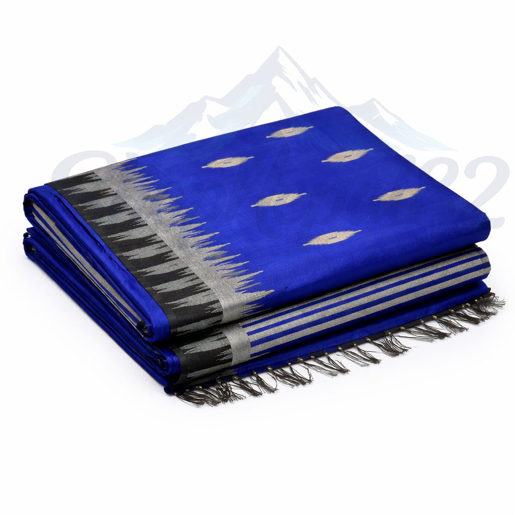 Royal Blue Nepali Dhaka Saree – Traditional Ethnic Festival Wear – नीलो ढाका साड़ी
