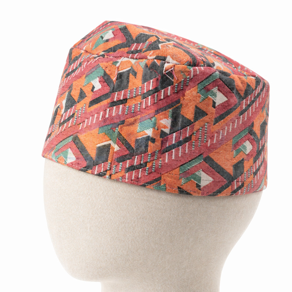 Nepali Dhaka Topi Orange traditional pattern– नेपाली ढाका टोपी