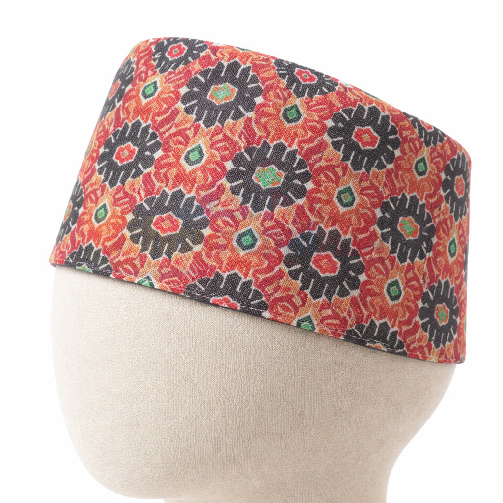 Nepali Dhaka Topi Red floral pattern – नेपाली ढाका टोपी