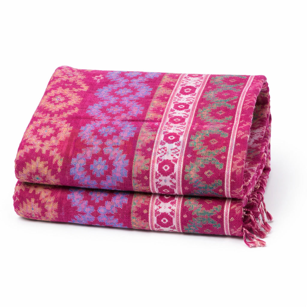 Elegant pink Nepali Dhaka Shawl