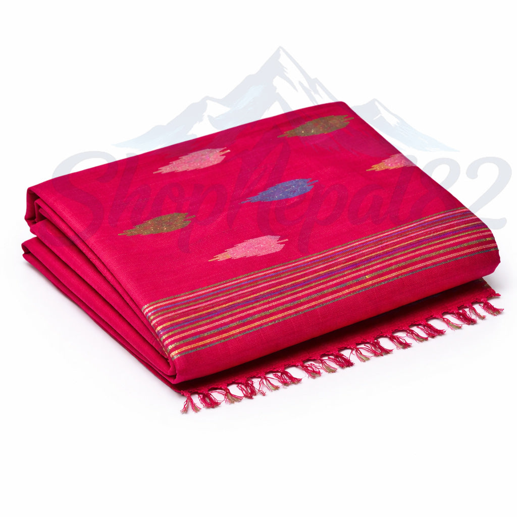 Rani Pink Nepali Dhaka Saree – Traditional Festival & Wedding Wear – रानी गुलाबी ढाका साड़ी