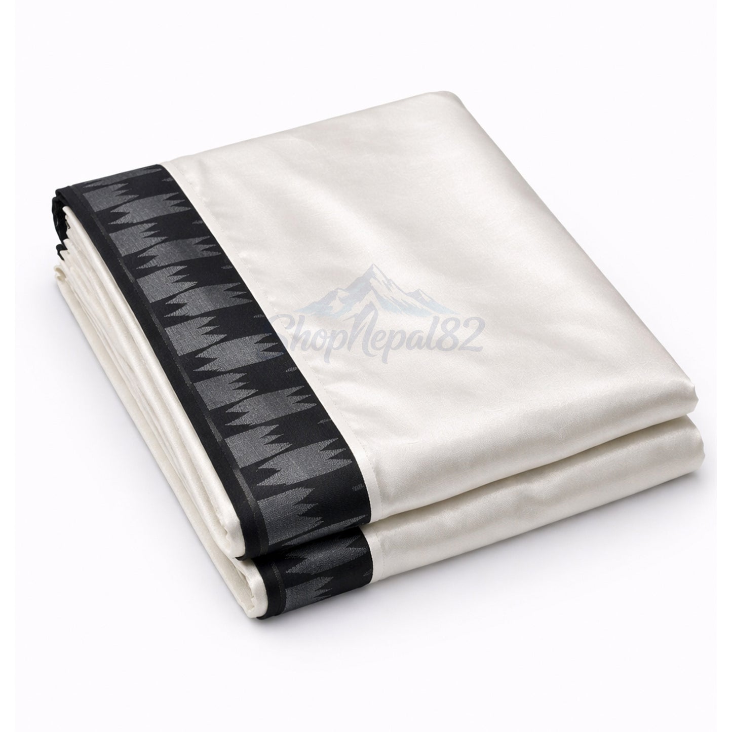 Nepali Dhaka Saree – White Saree with Traditional Dhaka Border – नेपाली ढाका साड़ी (सेतो)