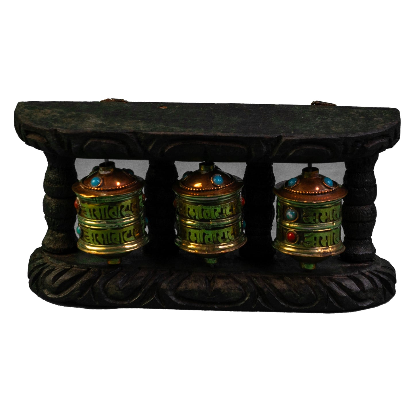 Handcrafted Nepali Prayer Wheel with Wooden Frame