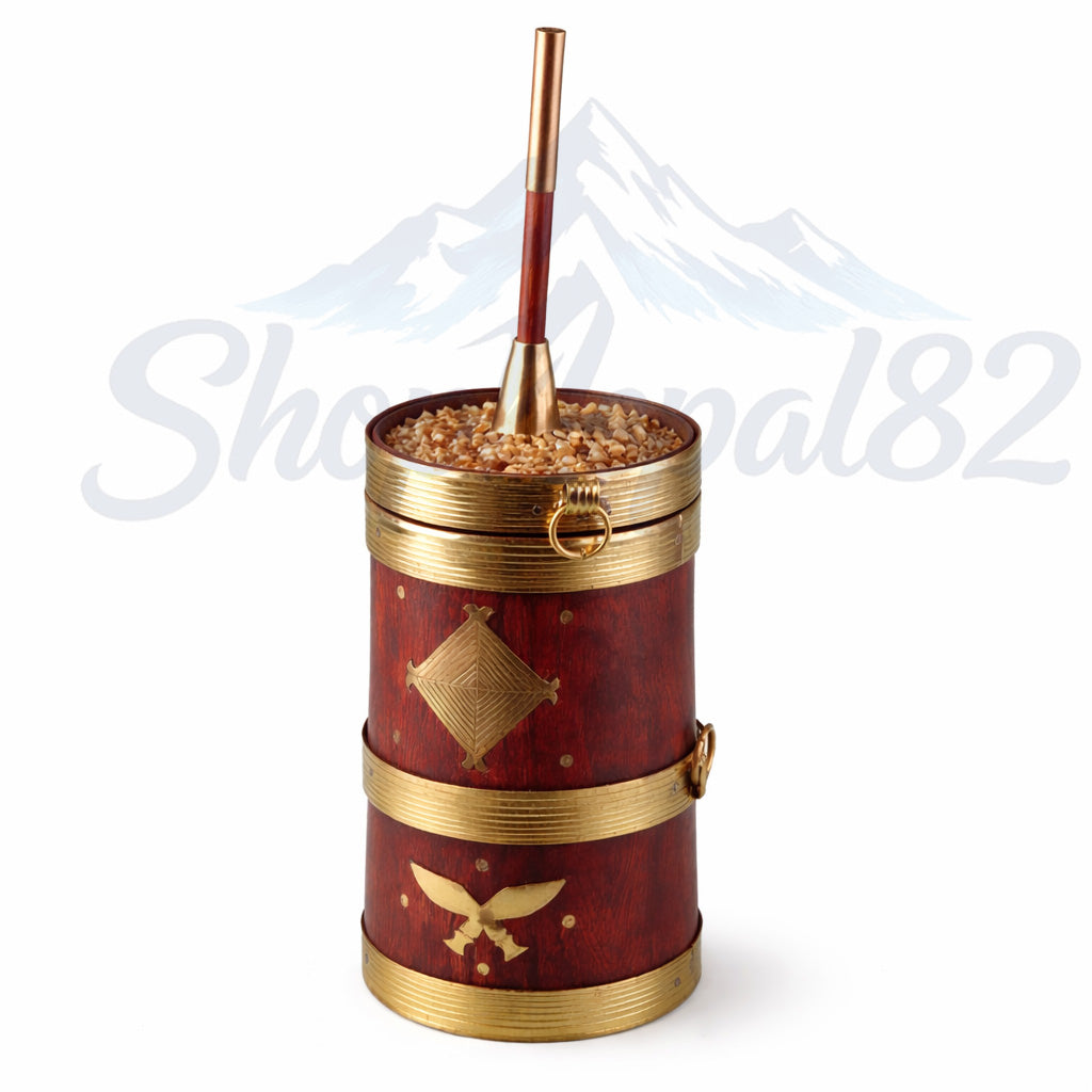 Handcrafted Wooden Tongba Mug – हस्तनिर्मित काठे तोङ्बा मग