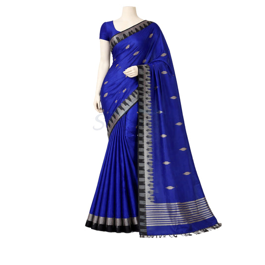 Royal Blue Nepali Dhaka Saree – Traditional Ethnic Festival Wear – नीलो ढाका साड़ी