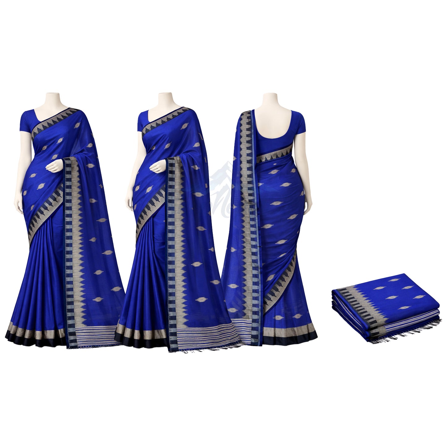 Royal Blue Nepali Dhaka Saree – Traditional Ethnic Festival Wear – नीलो ढाका साड़ी