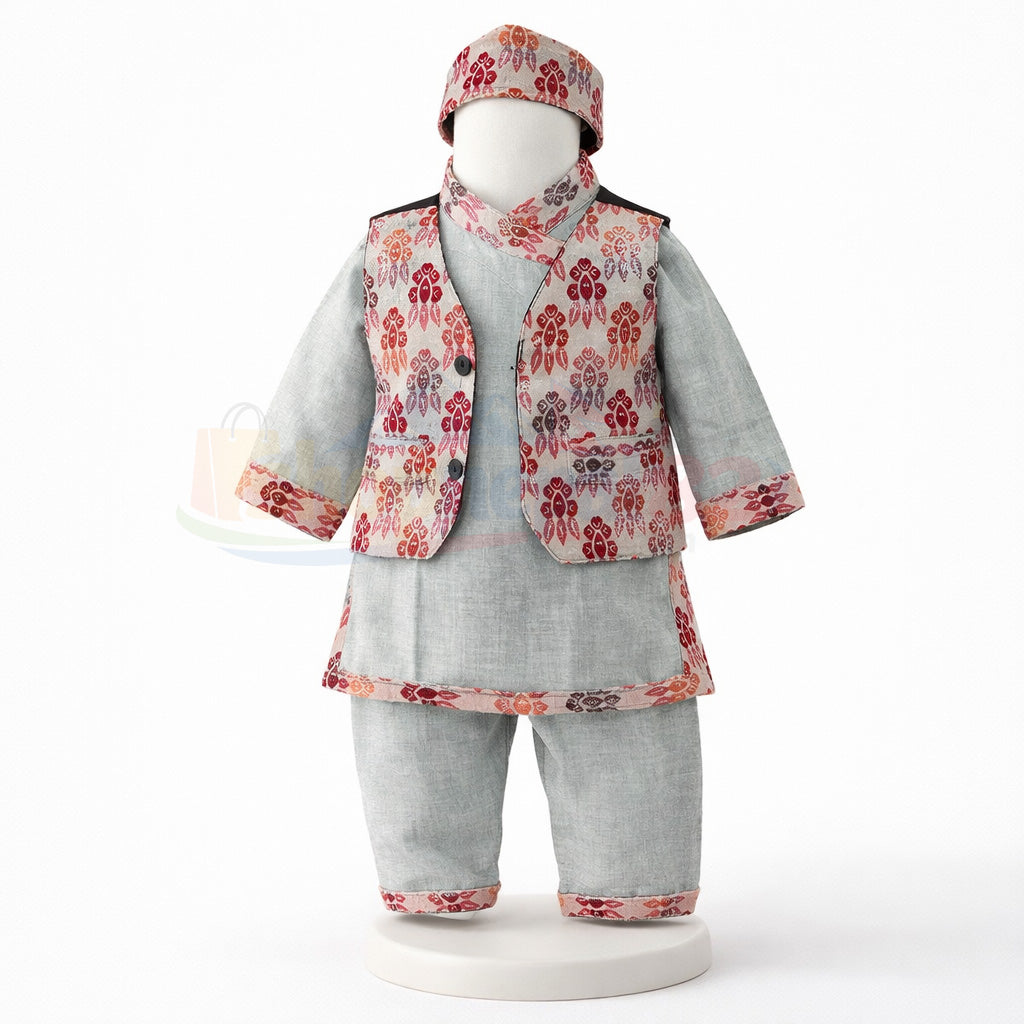 Baby Boy Pasni Daura Suruwal Set (4 Pieces)
