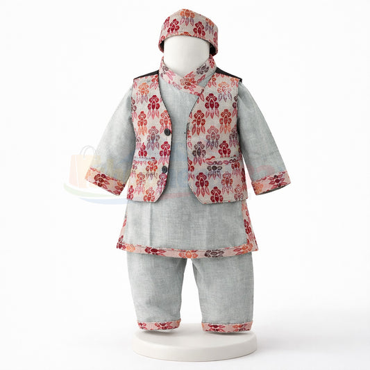 Baby Boy Pasni Daura Suruwal Set (4 Pieces)