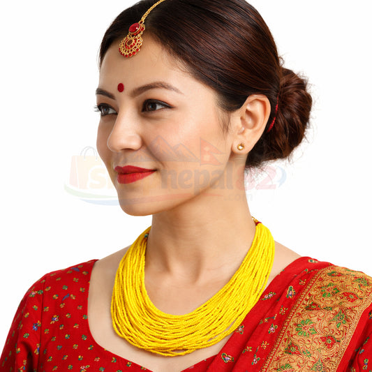 Traditional Nepali Yellow Pote Necklace
