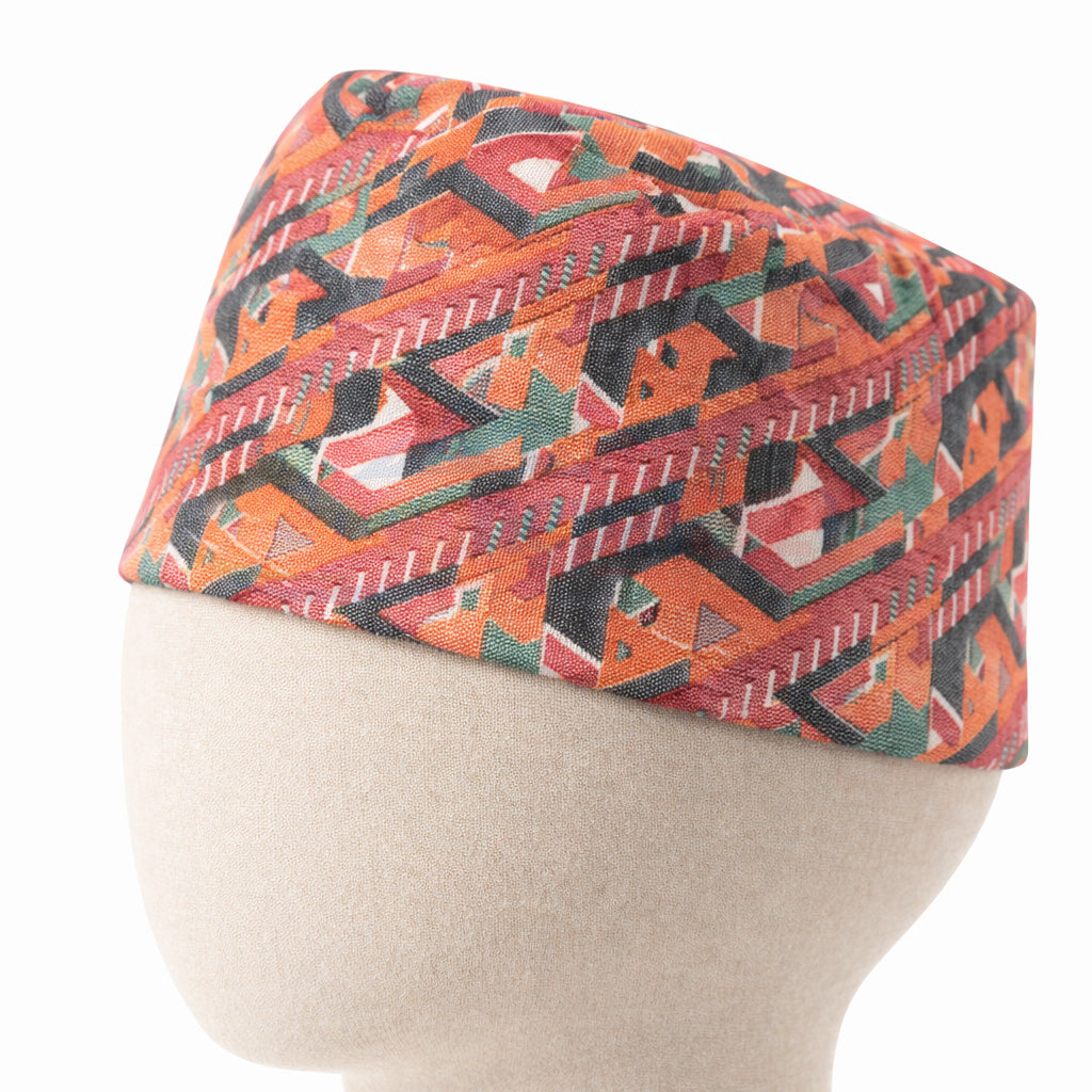 Nepali Dhaka Topi Orange traditional pattern– नेपाली ढाका टोपी