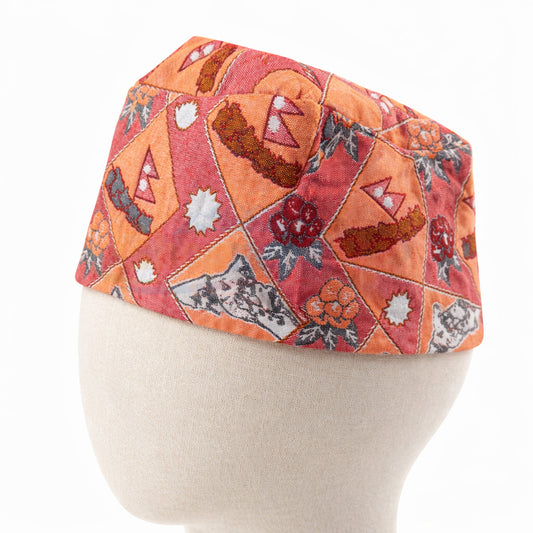 Nepali Dhaka Topi Orange mix pattern– नेपाली ढाका टोपी