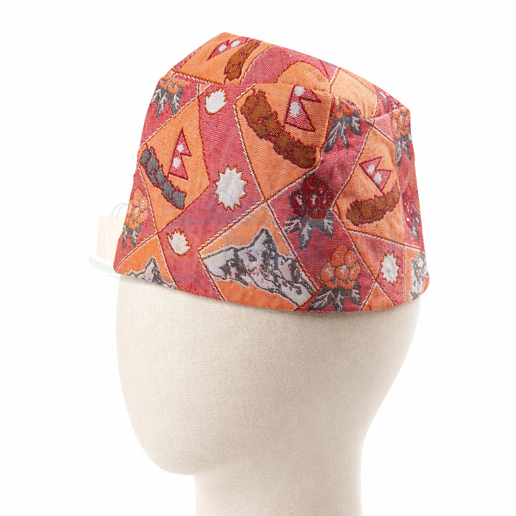 Nepali Dhaka Topi Orange mix pattern– नेपाली ढाका टोपी
