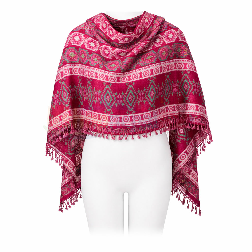 Elegant pink Nepali Dhaka Shawl