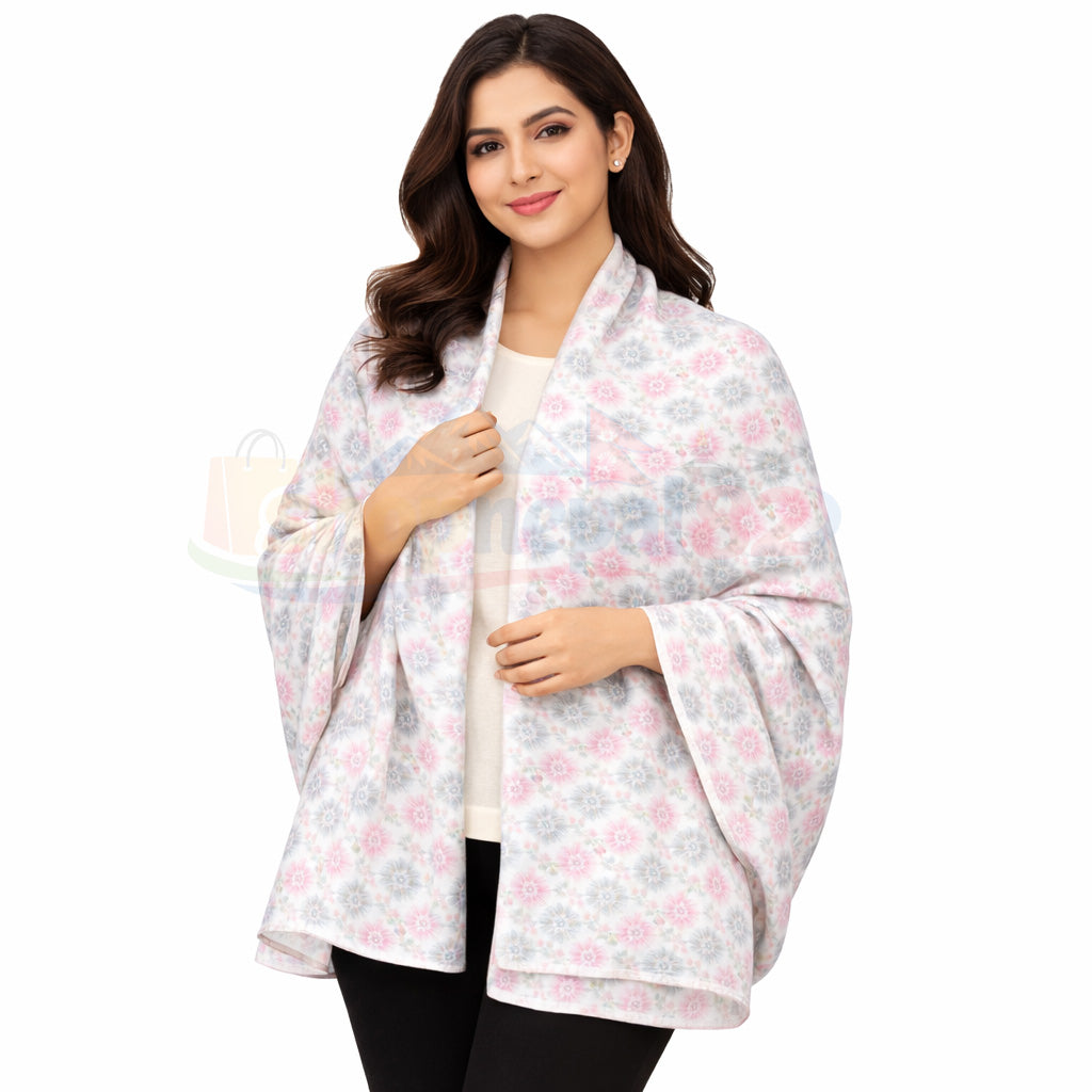 Nepali Dhaka Shawl Pastel Pink & Mint Multicolor