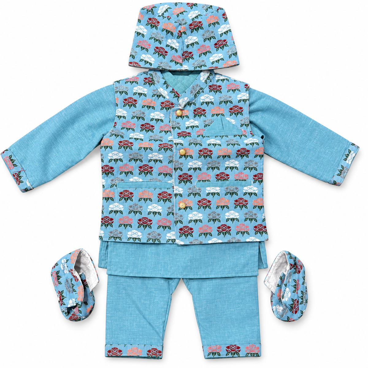 Baby Boy Pasni Daura Suruwal Set (4 Pieces)