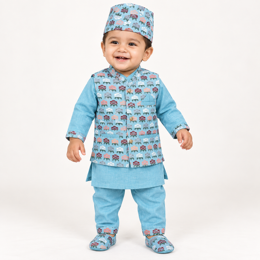 Baby Boy Pasni Daura Suruwal Set (4 Pieces)