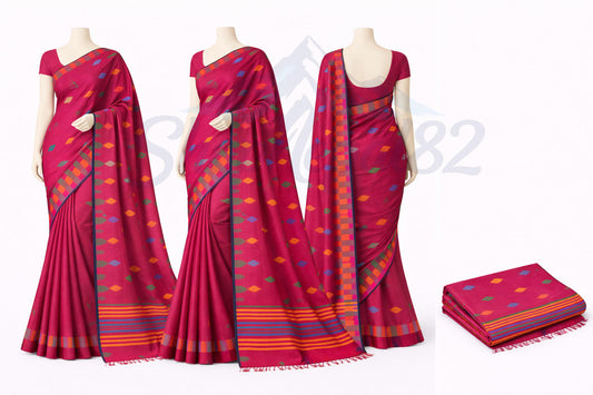 Pink Nepali Dhaka Saree – Traditional Festival & Wedding Wear – गुलाबी ढाका साड़ी