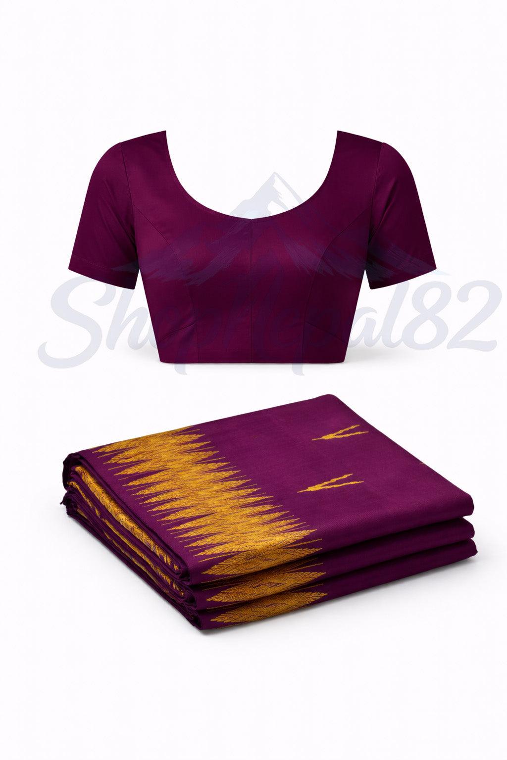Purple Nepali Dhaka Saree – Traditional Festival & Wedding Wear – बैंगनी ढाका साड़ी