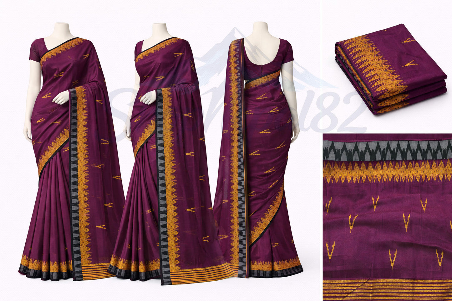 Purple Nepali Dhaka Saree – Traditional Festival & Wedding Wear – बैंगनी ढाका साड़ी