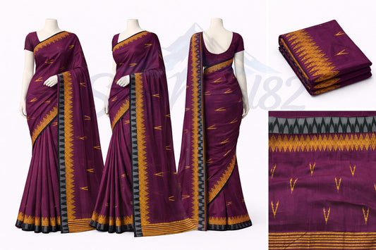 Purple Nepali Dhaka Saree – Traditional Festival & Wedding Wear – बैंगनी ढाका साड़ी