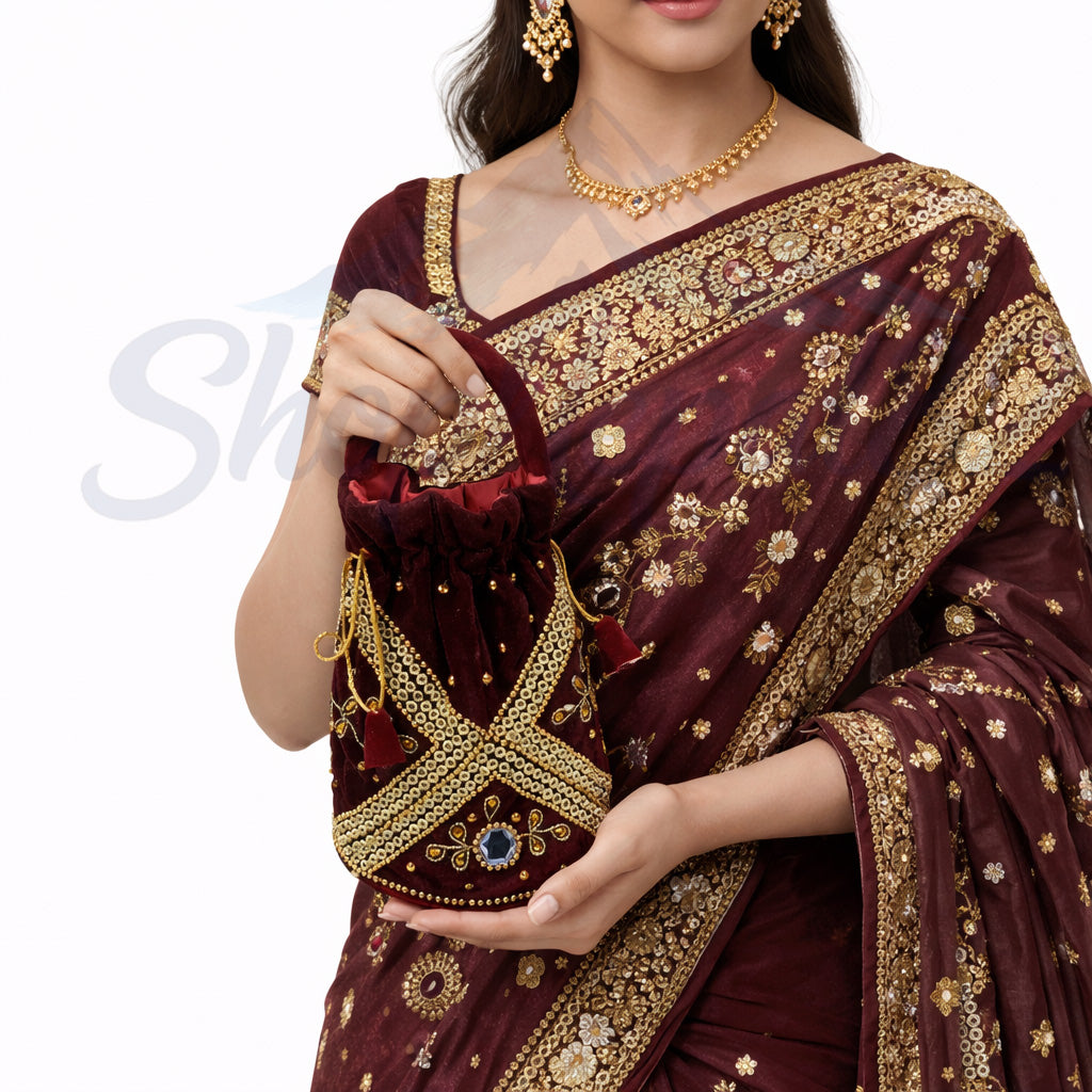Traditional Embroidered Potli Bag – Ethnic Wedding & Festive Clutch – पारम्परिक पोटली ब्याग