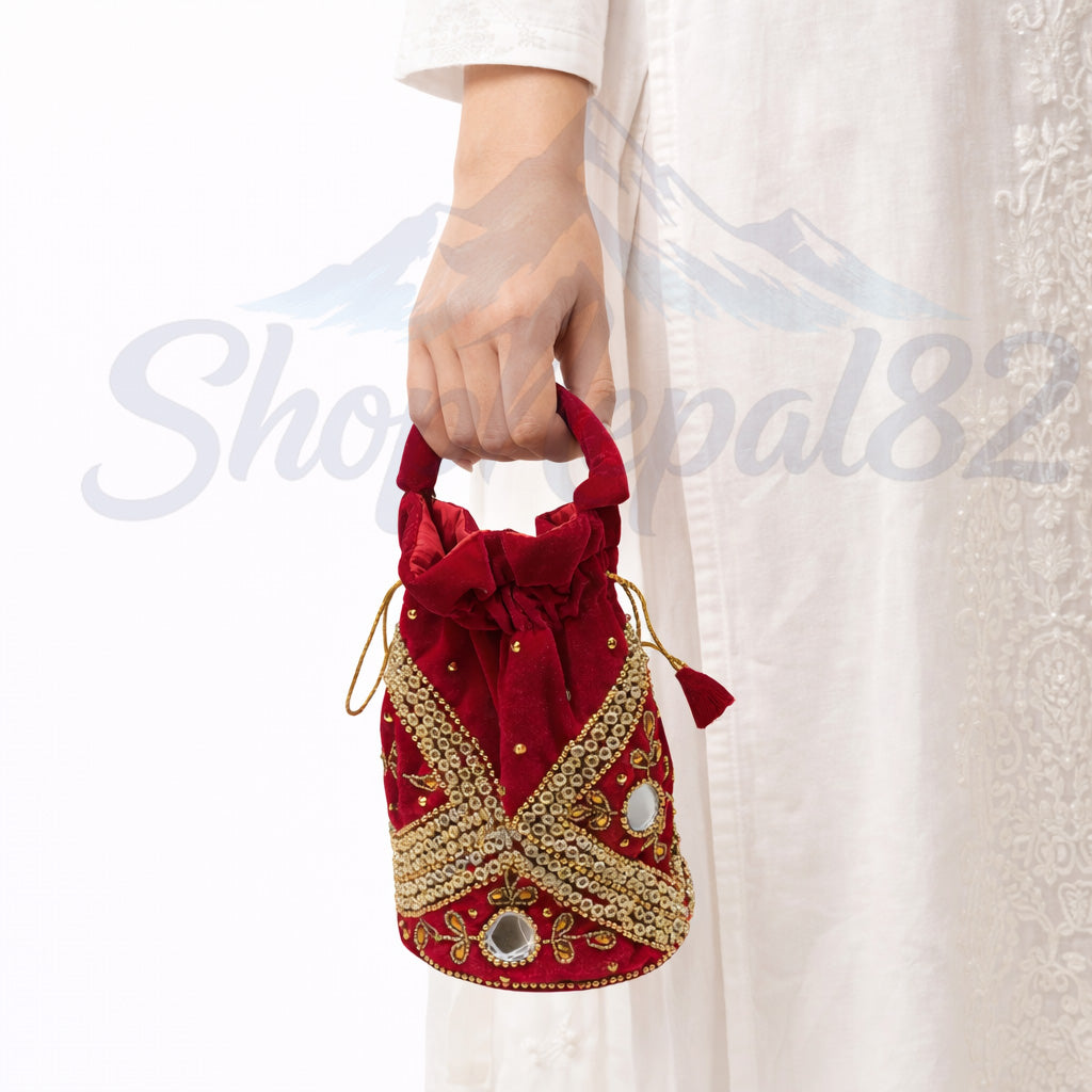 Traditional Embroidered Potli Bag – Ethnic Wedding & Festive Clutch – पारम्परिक पोटली ब्याग