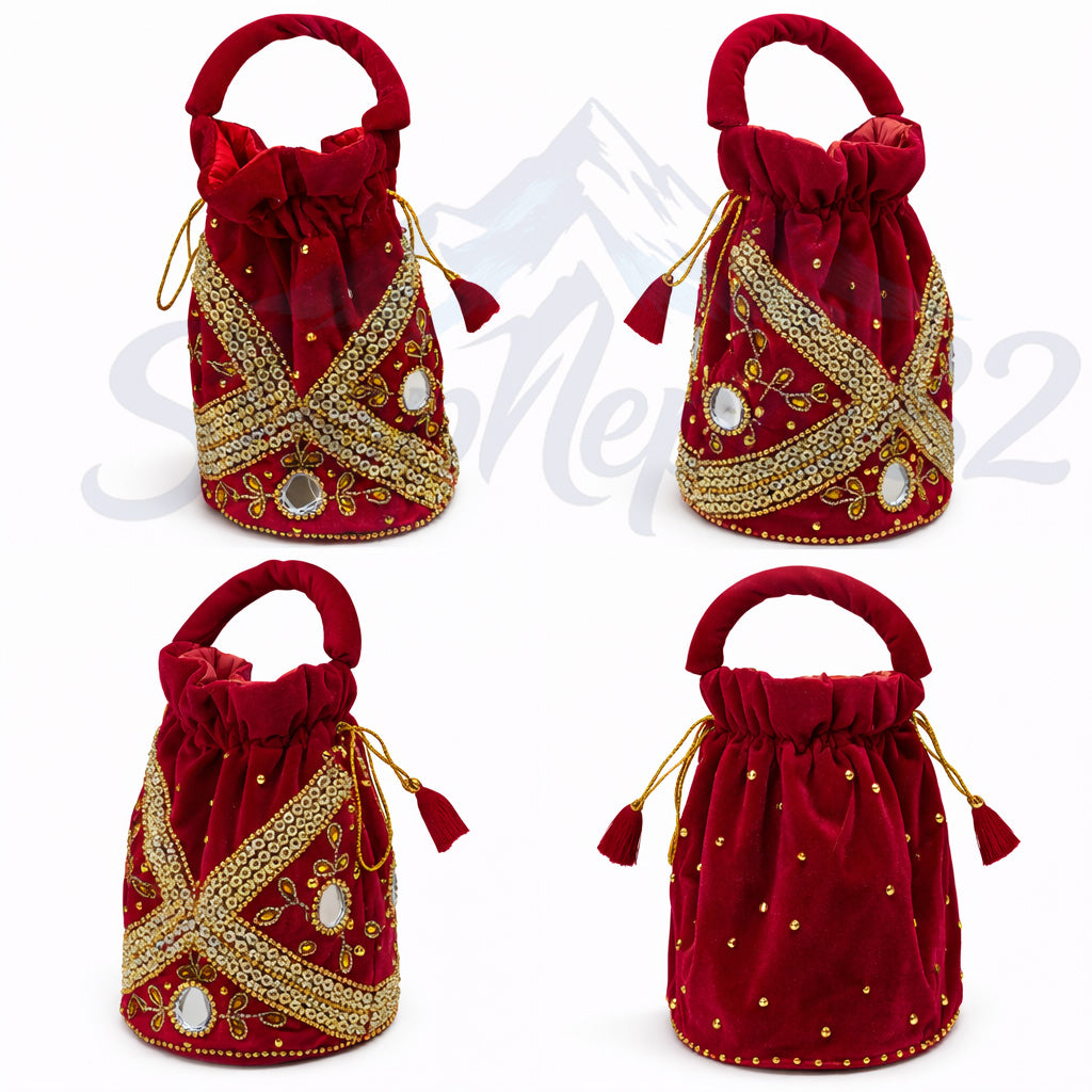 Traditional Embroidered Potli Bag – Ethnic Wedding & Festive Clutch – पारम्परिक पोटली ब्याग