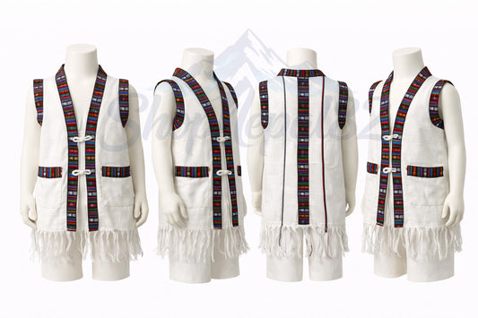 KIDS Traditional Nepali Dhaka Waistcoat Set – Cultural Ethnic Wear – बालबालिका ढाका भेस्टकोट सेट