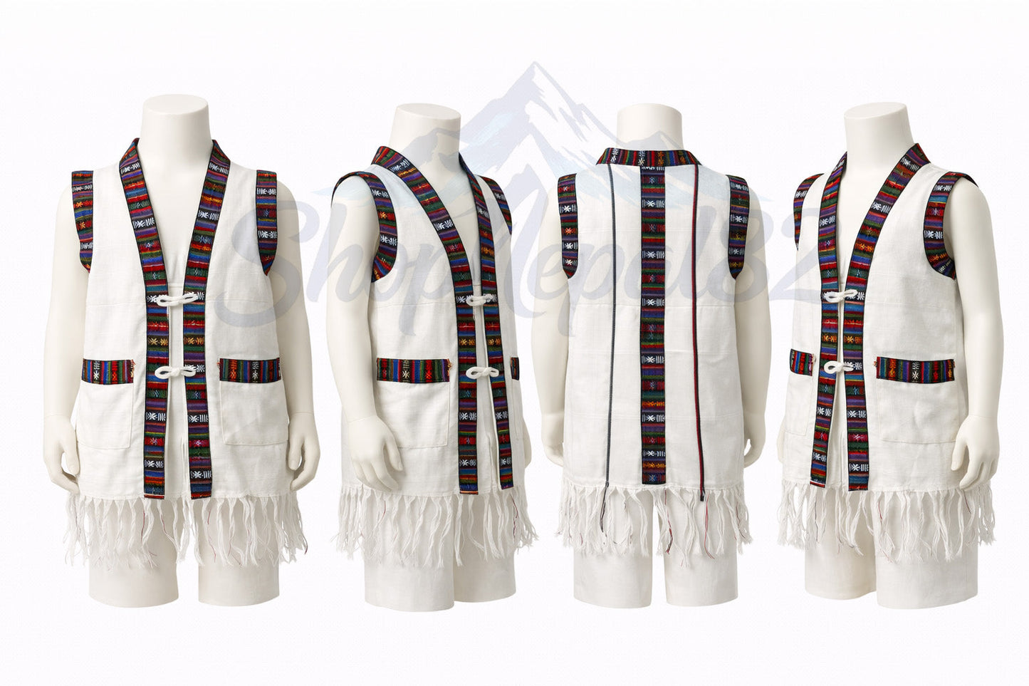 KIDS Traditional Nepali Dhaka Waistcoat Set – Cultural Ethnic Wear – बालबालिका ढाका भेस्टकोट सेट