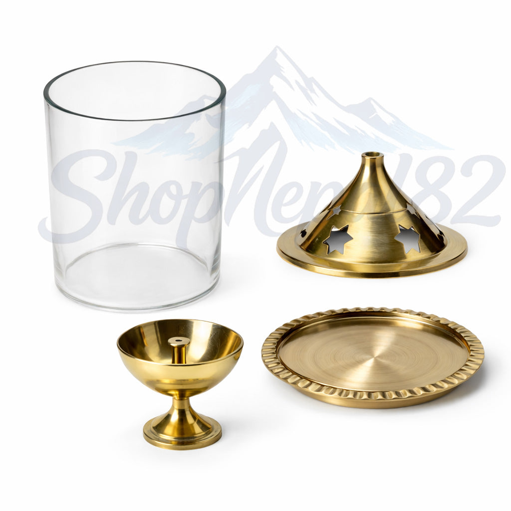 Brass Diya / Oil Lamp with Glass Cover (Brass Akhand Jyoti Lamp) – पितल दियो अखण्ड ज्योति