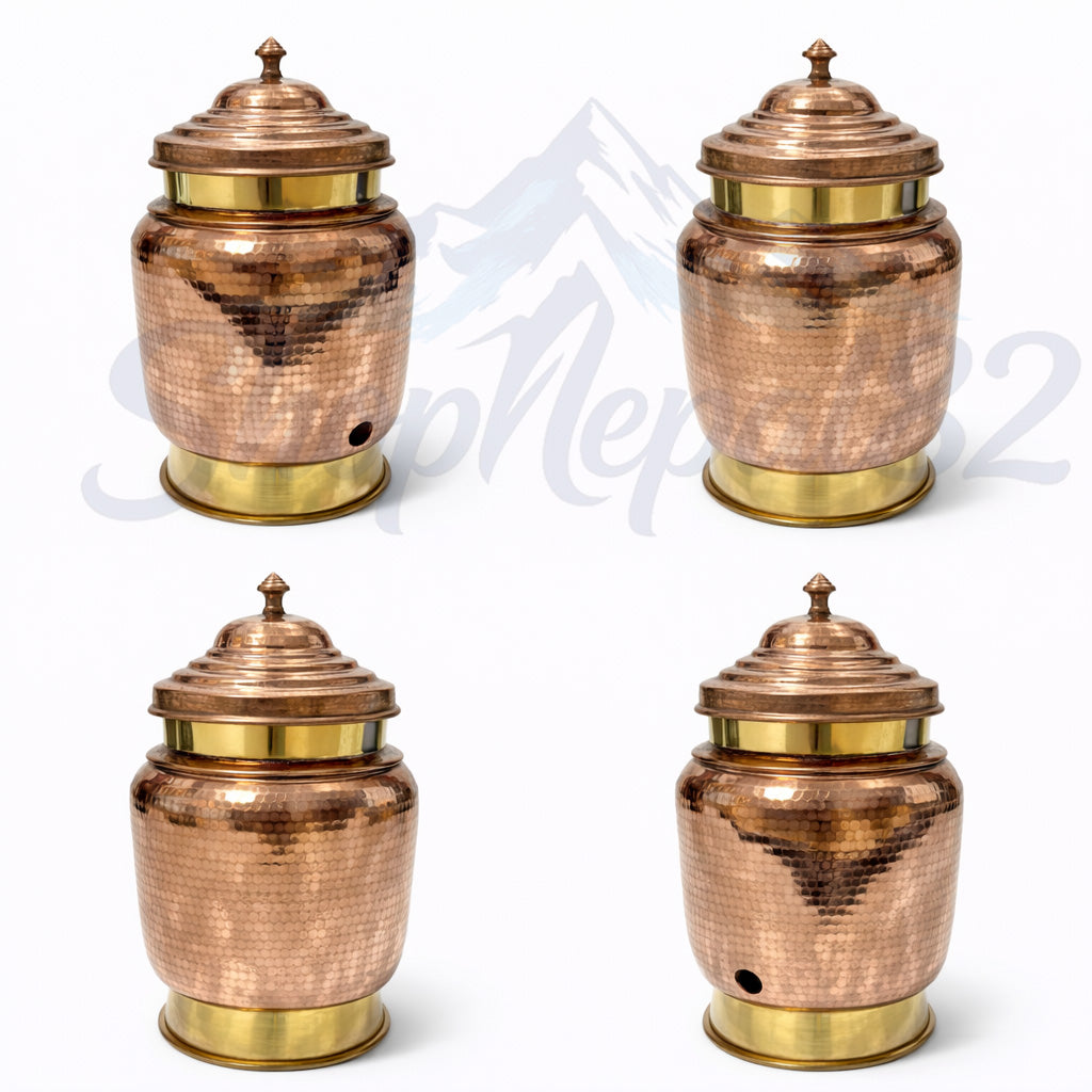 Traditional Copper Water Dispenser with Tap – Ayurvedic Storage Pot – ताम्रे पानी भांडो