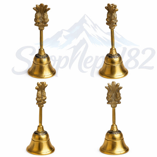 Traditional Brass Puja Bell (Ghanti) – Sacred Temple Bell for Aarti & Rituals – पितल पूजा घण्टी