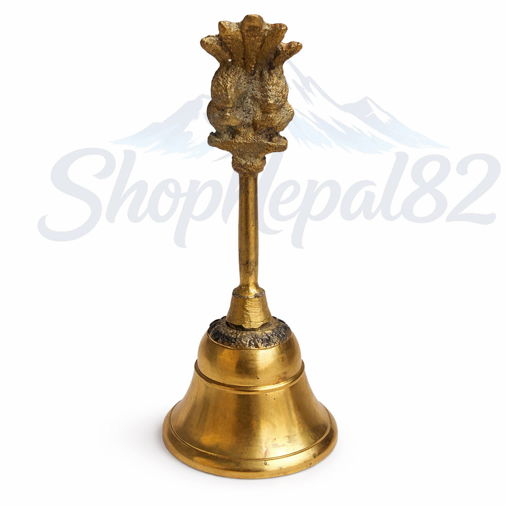 Traditional Brass Puja Bell (Ghanti) – Sacred Temple Bell for Aarti & Rituals – पितल पूजा घण्टी