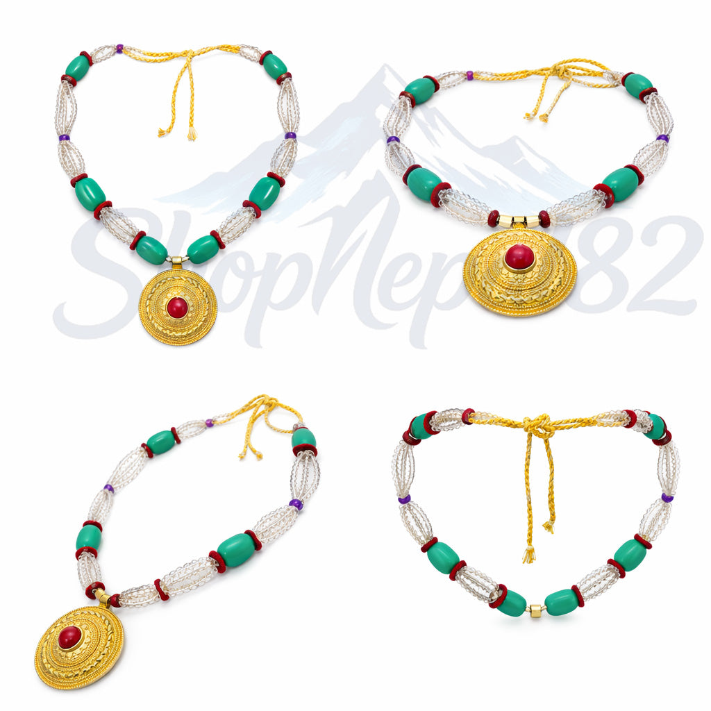 Traditional Chandra Haar Beaded Necklace – Nepali Ethnic Jewelry – मोतीयुक्त चन्द्र हार