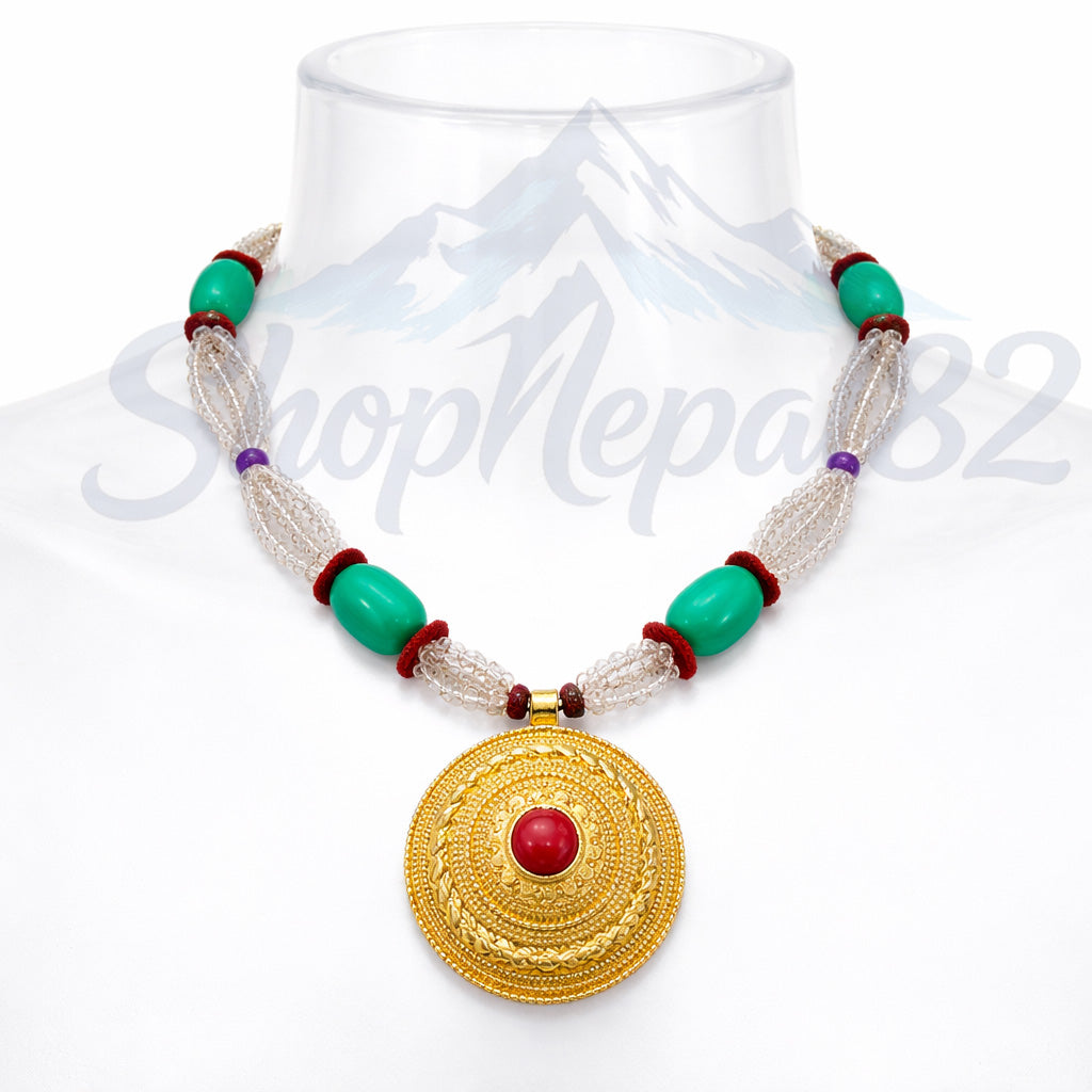 Traditional Chandra Haar Beaded Necklace – Nepali Ethnic Jewelry – मोतीयुक्त चन्द्र हार