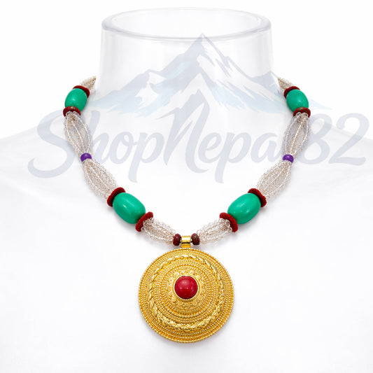 Traditional Chandra Haar Beaded Necklace – Nepali Ethnic Jewelry – मोतीयुक्त चन्द्र हार