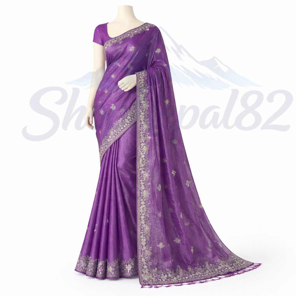 Elegant Lavender Ethnic Saree – Festival & Wedding Wear – ल्याभेन्डर साड़ी