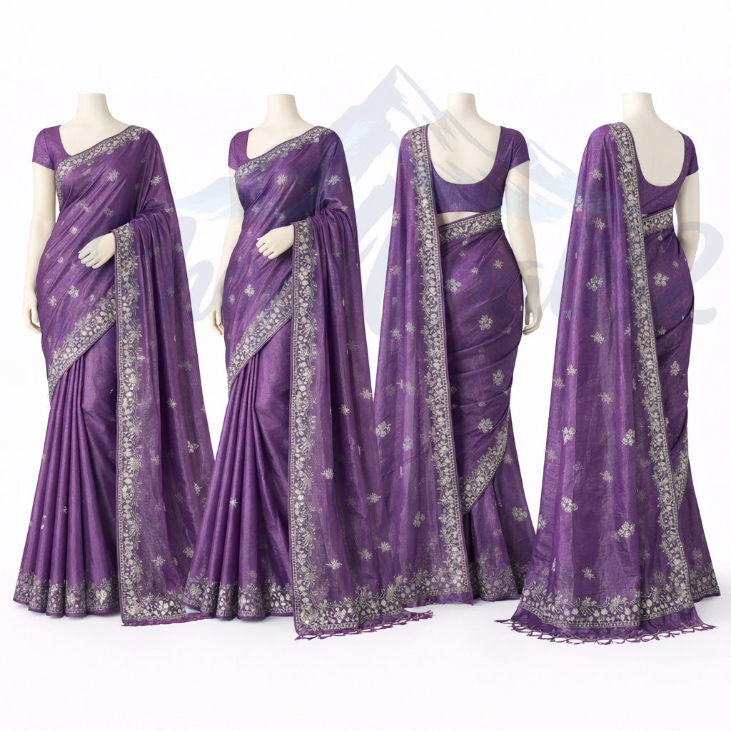 Elegant Lavender Ethnic Saree – Festival & Wedding Wear – ल्याभेन्डर साड़ी