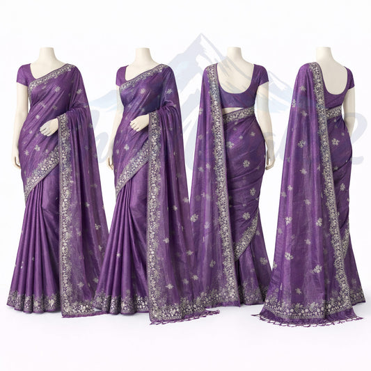 Elegant Lavender Ethnic Saree – Festival & Wedding Wear – ल्याभेन्डर साड़ी
