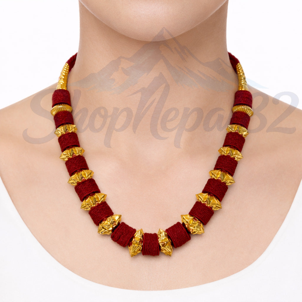 Traditional Kantha Mala – Nepali Ethnic Beaded Necklace – कंठा माला