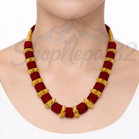 Traditional Kantha Mala – Nepali Ethnic Beaded Necklace – कंठा माला