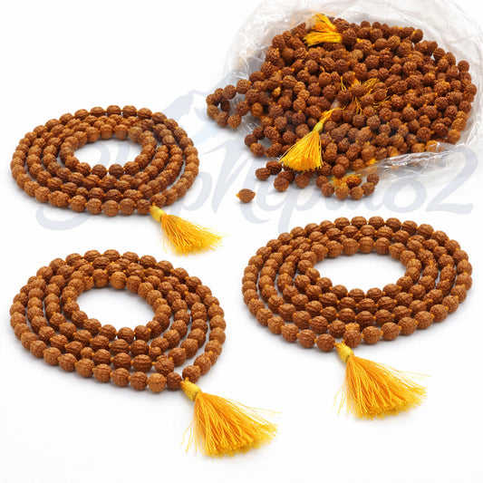 Natural Rudraksha Mala – 108 Beads Prayer Necklace with Tassel – रुद्राक्ष माला