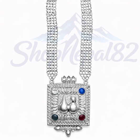 Traditional Chandra Haar – Nepali Ethnic Silver Necklace – चन्द्र हार
