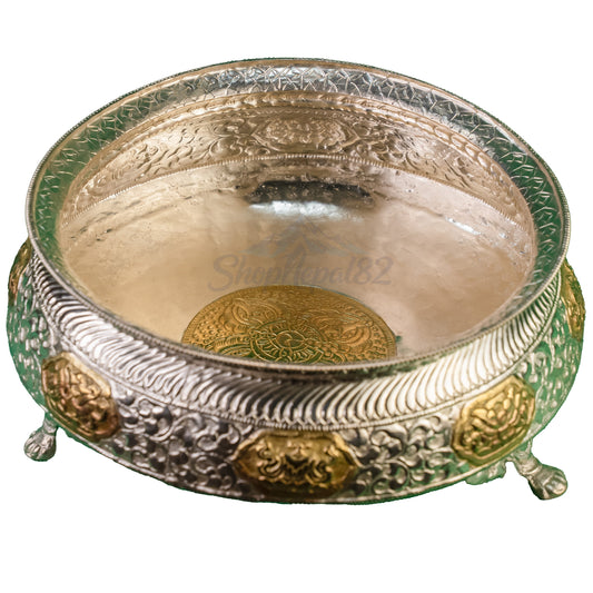 Handcrafted Gold Finish Brass Khadkula | Traditional Puja & Decorative Bowl – हस्तनिर्मित पितल खड्कुला
