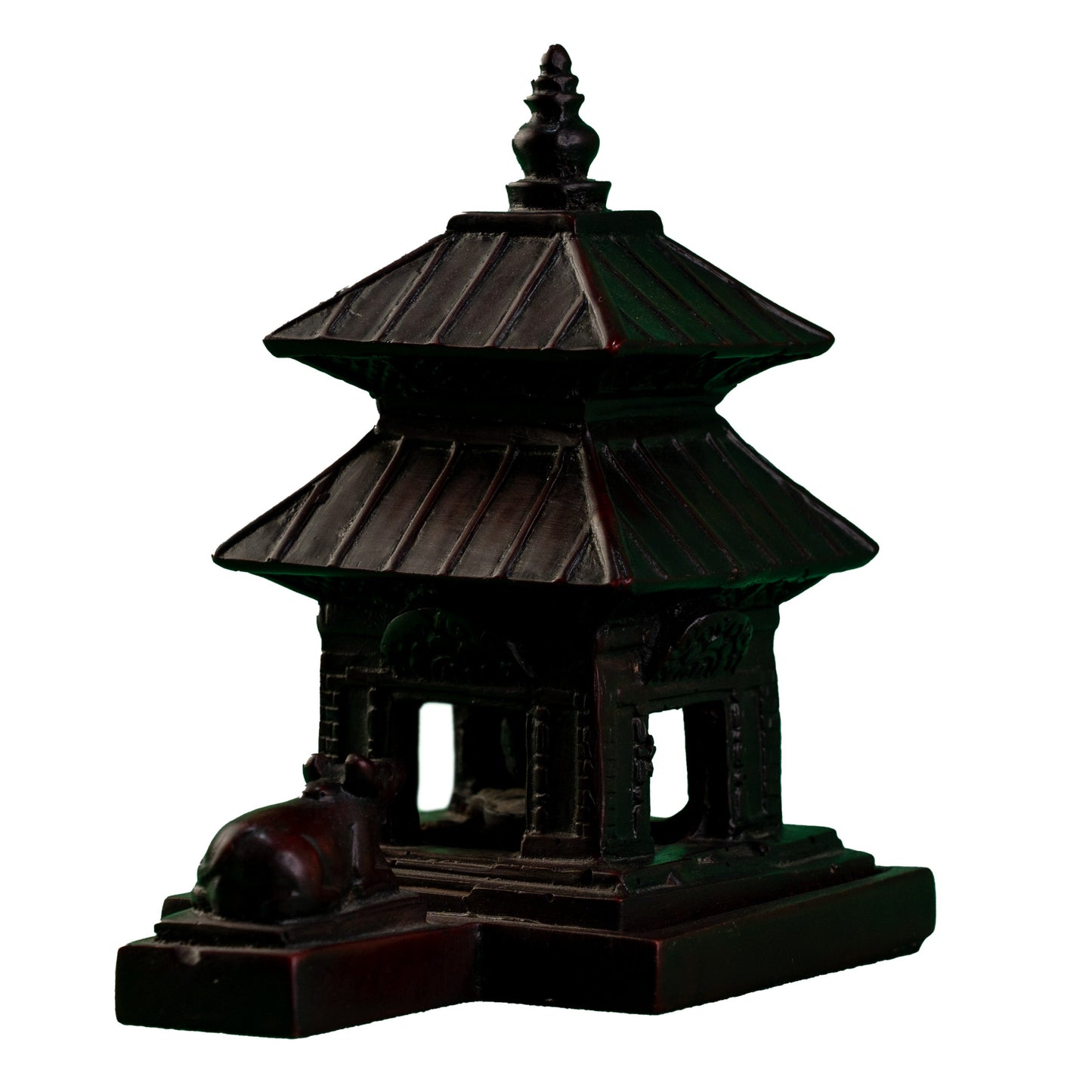 Handcrafted Mini Nepali Temple Statue with Nandi | Decorative Mandir Sculpture – हस्तनिर्मित नेपाली मन्दिर मूर्ति